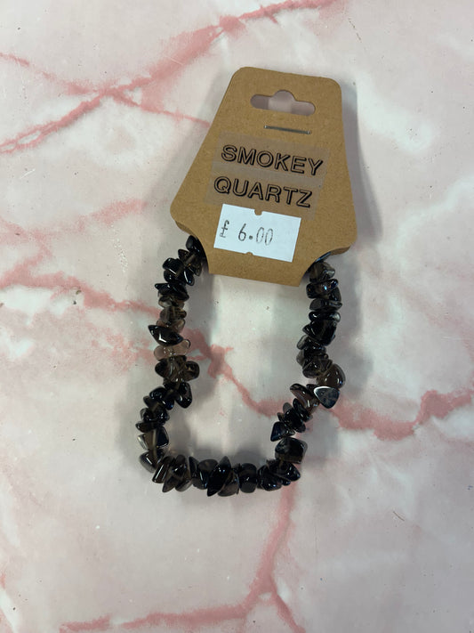 Smokey quartz Crystal chip bracelet