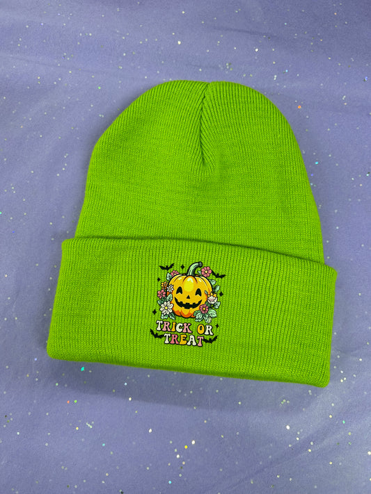 Trick or treat beanie (lime green)