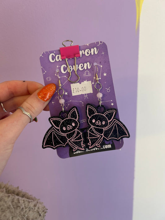Pink bats Resin earrings