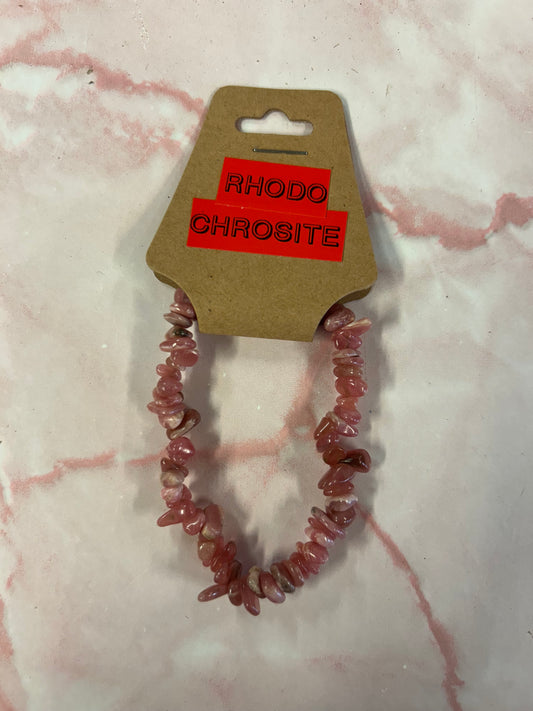 Rhodochrosite Crystal chip bracelet