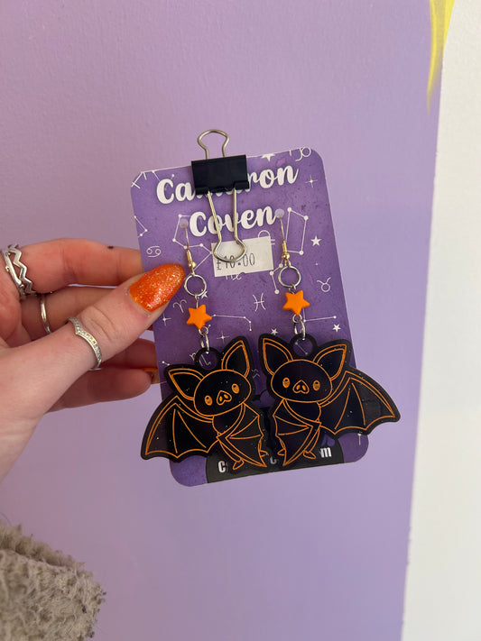 Orange bats Resin earrings