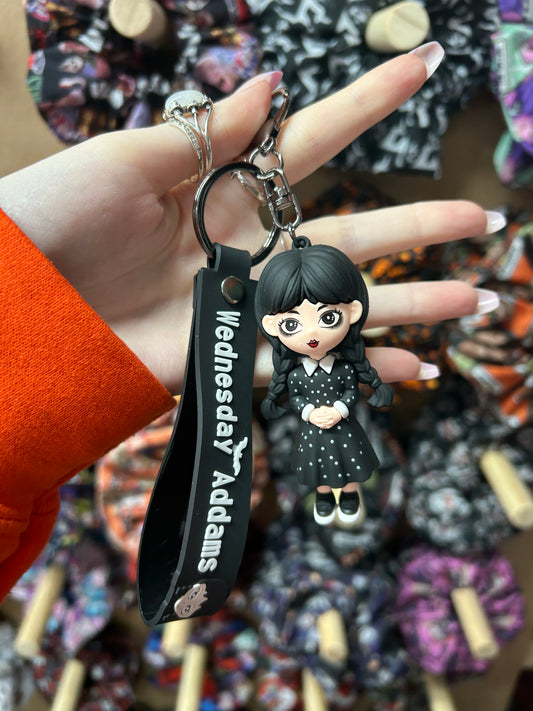 Spotty dress girl horror keychain