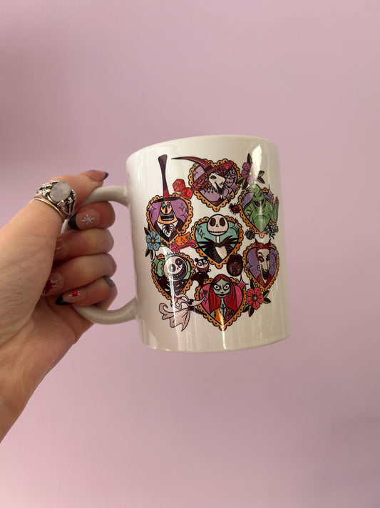 Spooky town heart mug