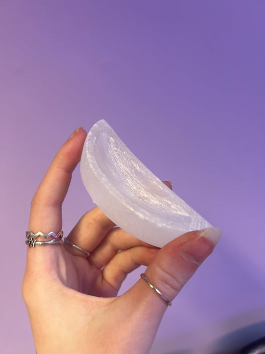 Selenite moons crystal bowl