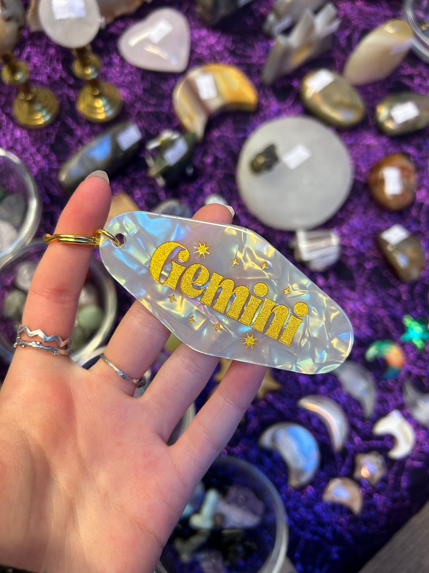 Gemini zodiac keychain