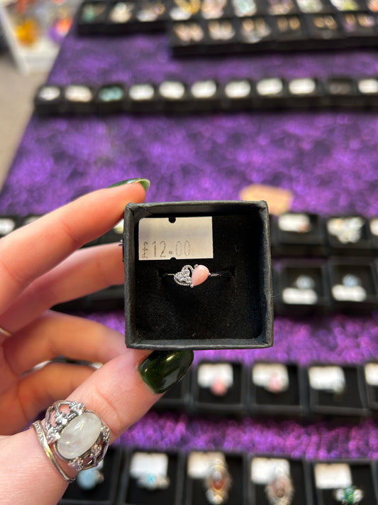 Pink opal gemstone adjustable ring