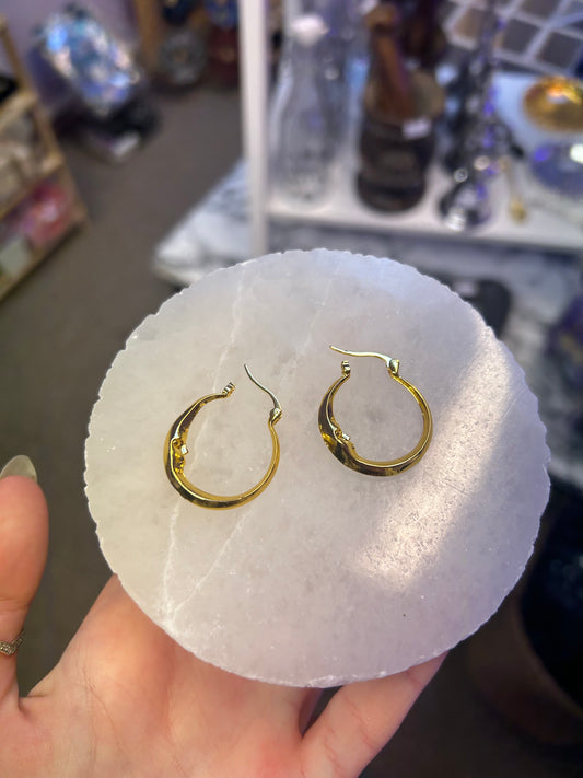 Gold Moon hoop earrings