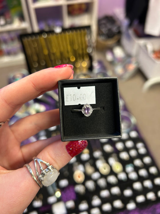 Tiny Amethyst gemstone adjustable ring