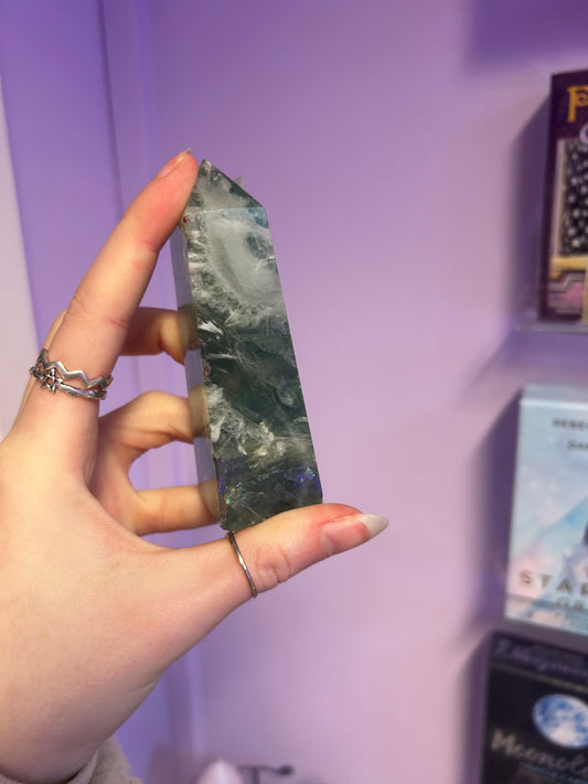 Green fluorite Crystal tower