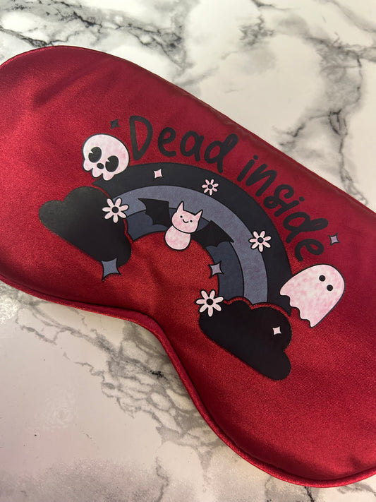 Dead inside red satin eye mask