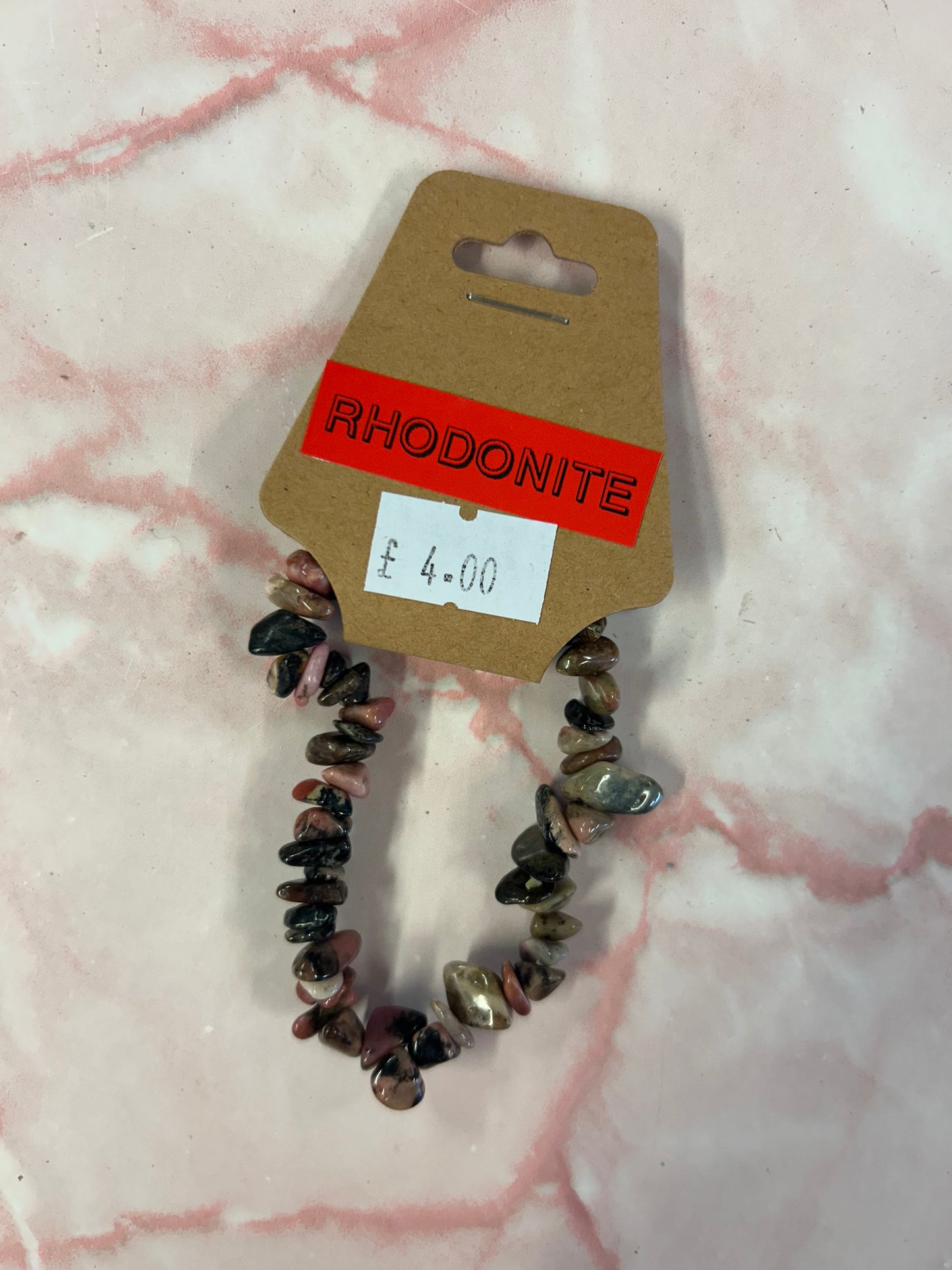 Rhodonite Crystal chip bracelet