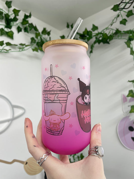 Kawaii friends pink Libbey glass