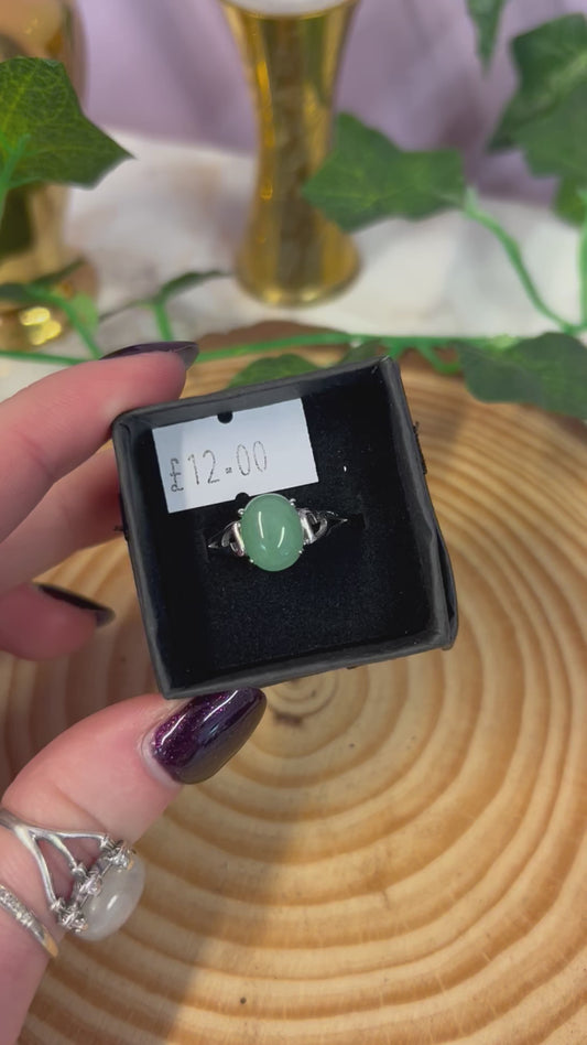 Green adventurine gemstone adjustable ring