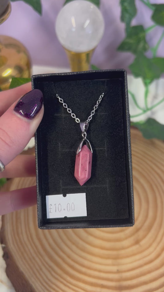 Rhodonite point Crystal necklace