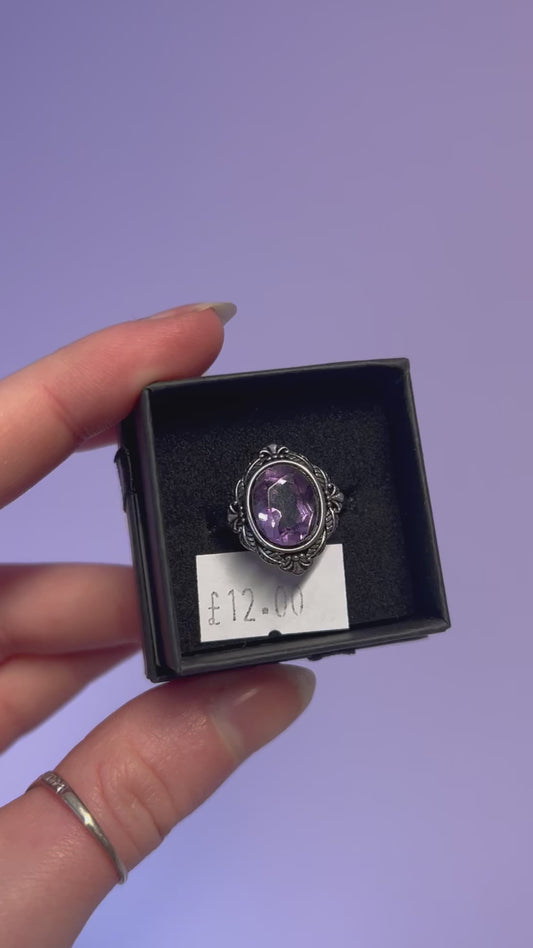 Amethyst gemstone adjustable ring