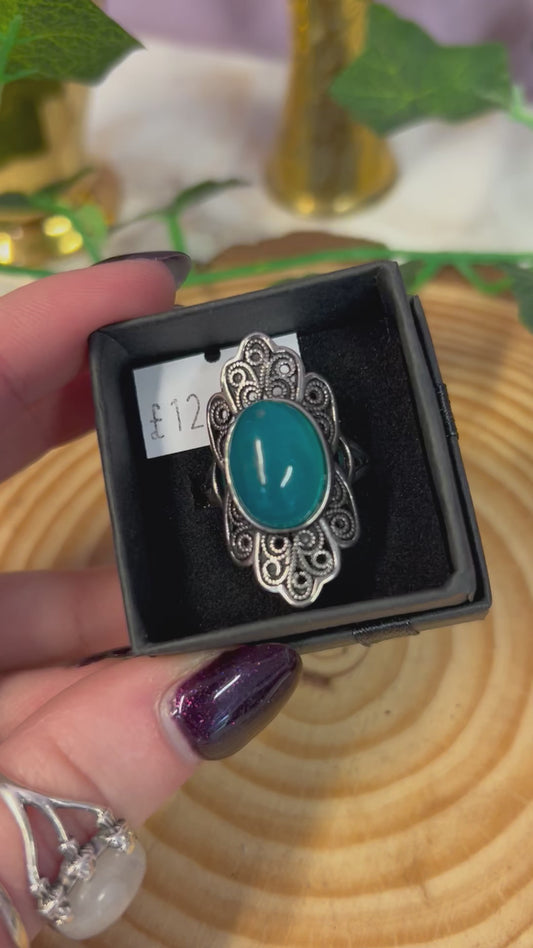 Large Amazonite gemstone adjustable ring