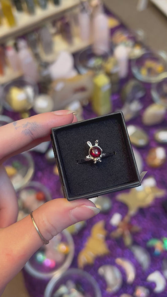 Garnet bunny gemstone adjustable ring