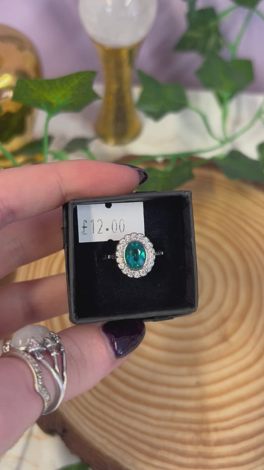 Paraiba topaz gemstone adjustable ring (rare)