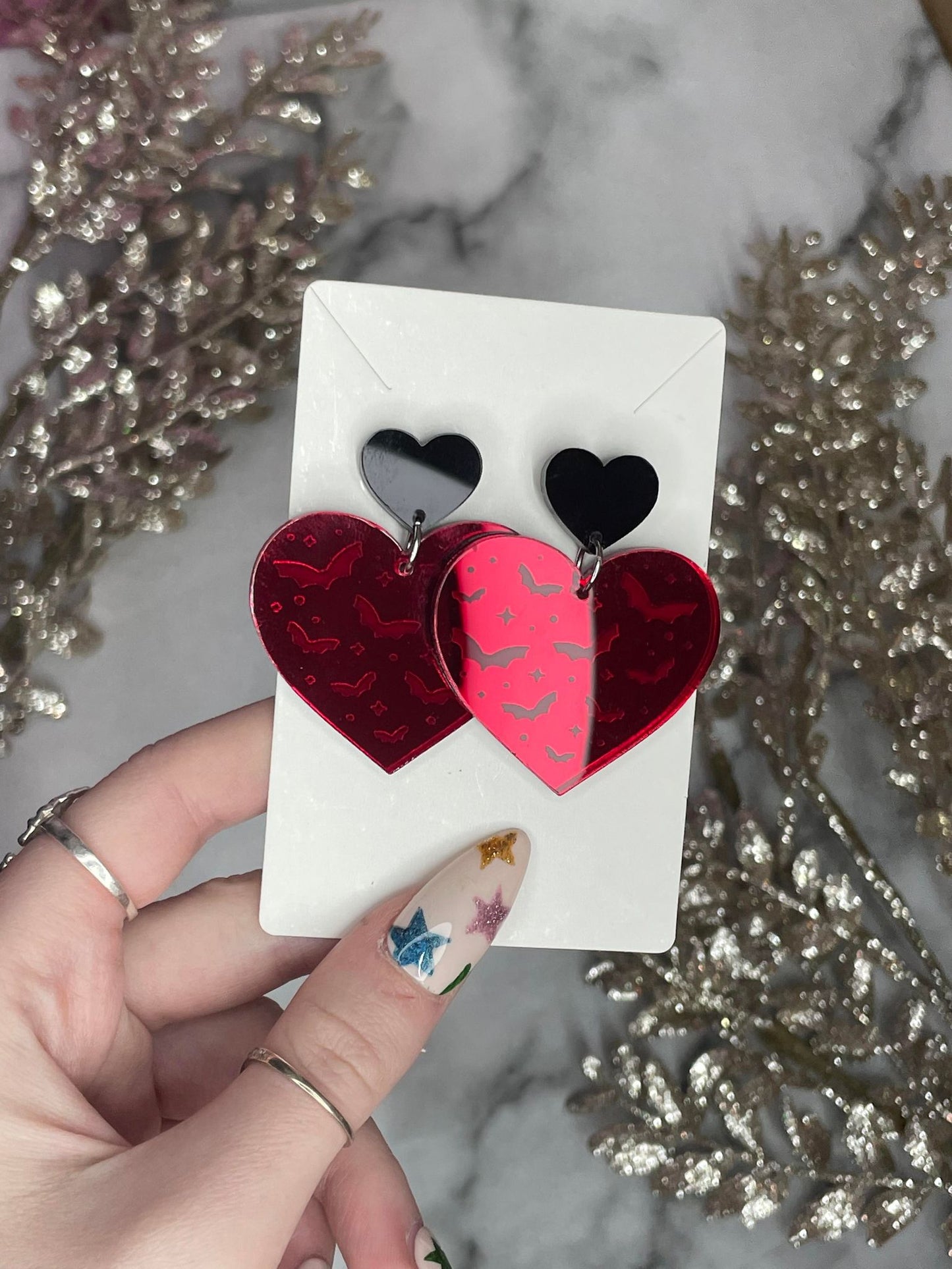 flying hearts Acrylic Earrings