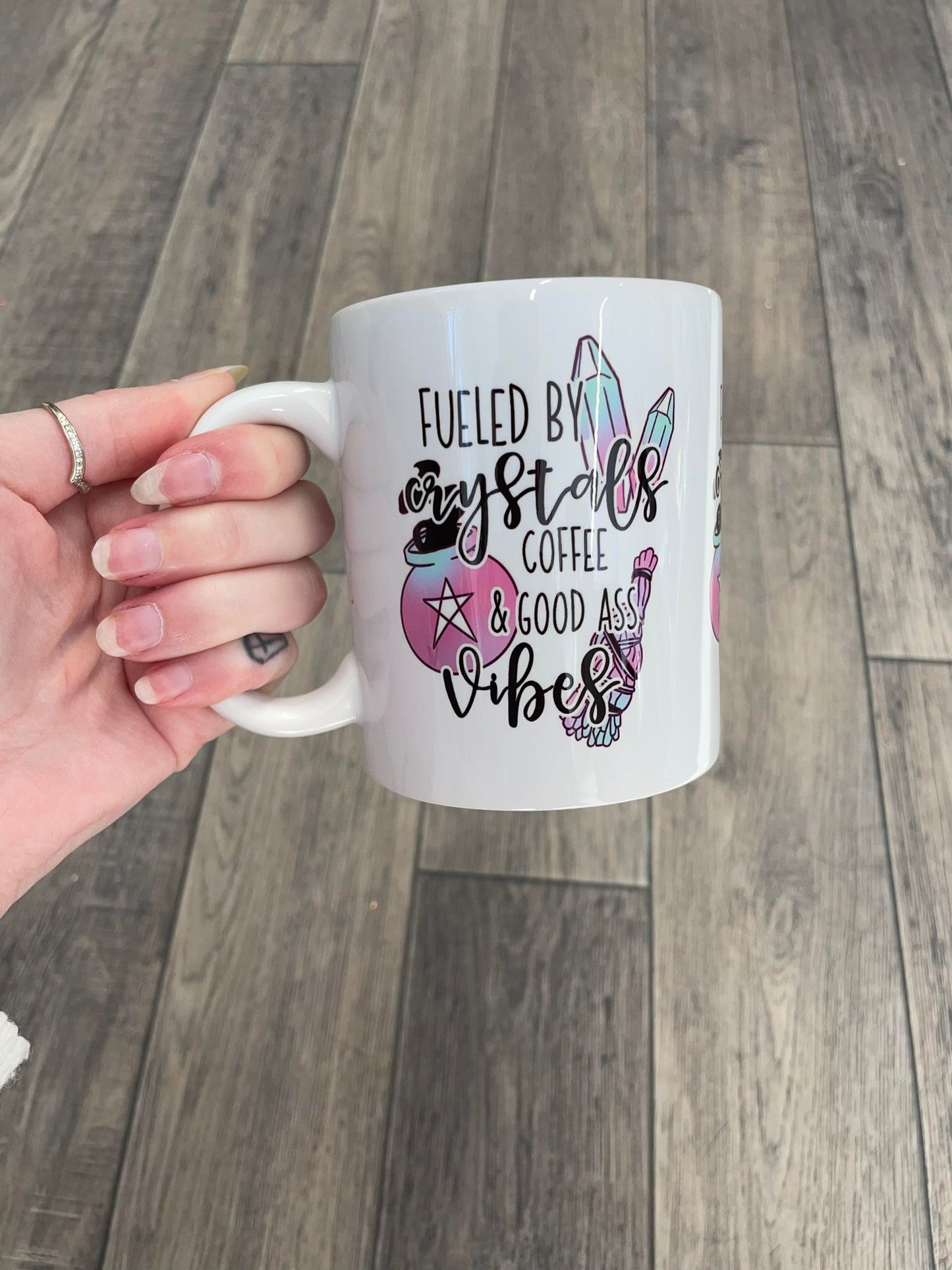 fuelled by crystals mug