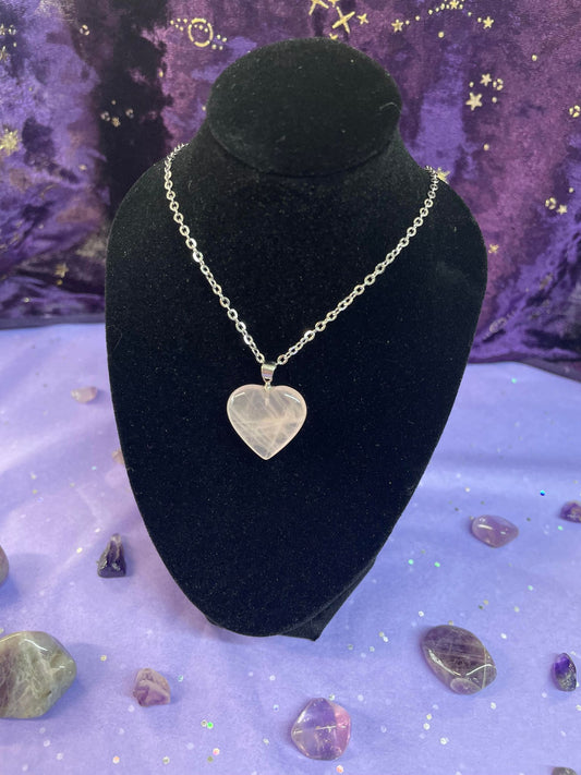 rose quartz heart necklace