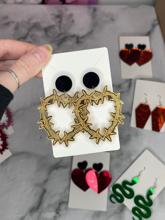 Barbed heart Acrylic Earrings