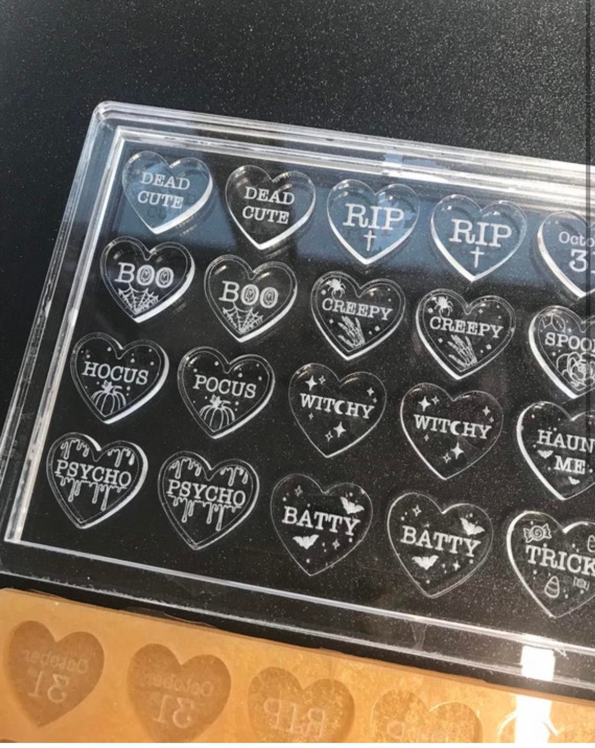 spooky heart stud pallet - silicone earring pallet mould