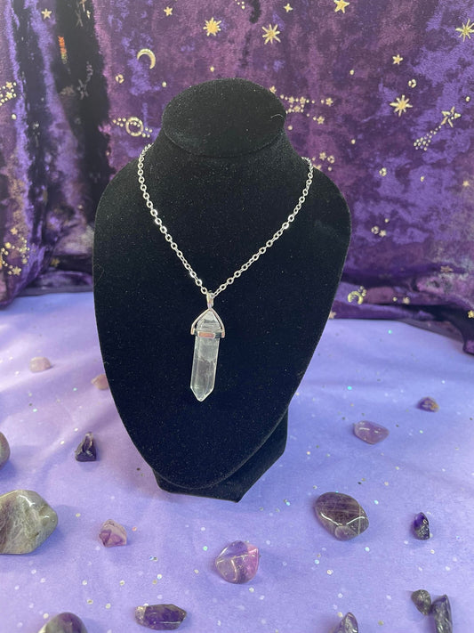 clear quartz point necklace