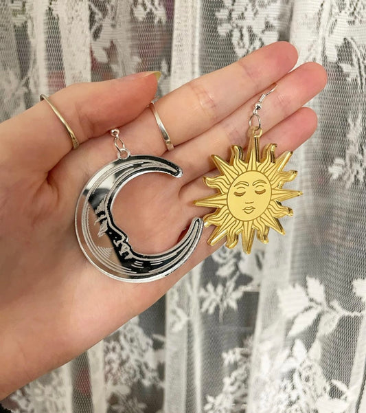Sun and Moon Acrylic Earrings