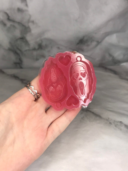 Heart eyes scream silicone earring mould|mould only for resin crafts| Made to order