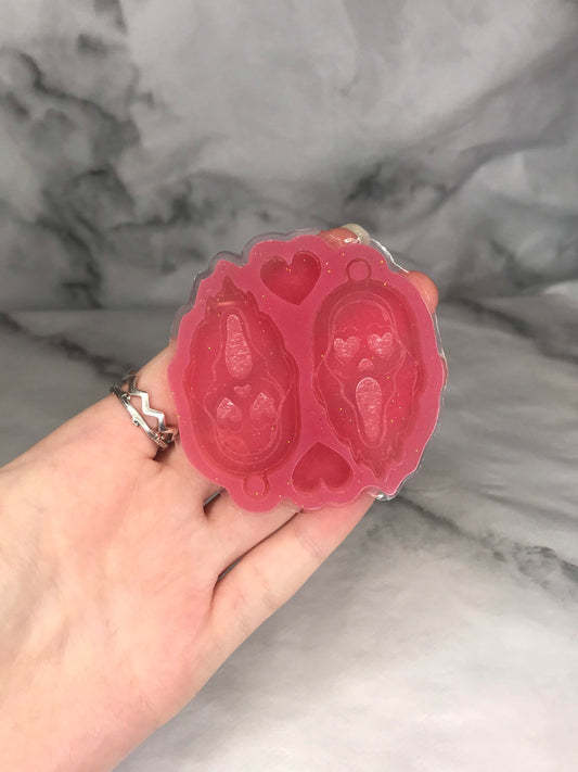 Heart eyes scream silicone earring mould|mould only for resin crafts| Made to order