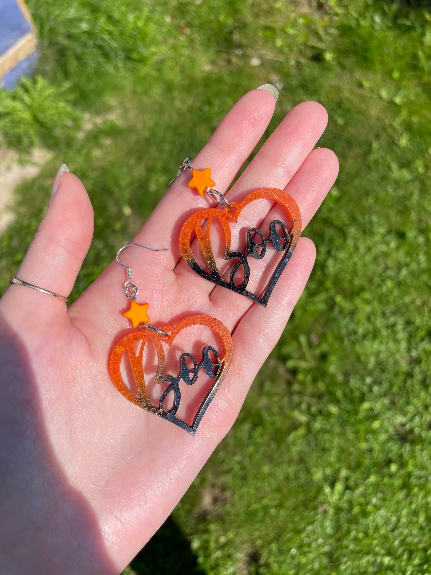 Boo hearts resin earrings | 925 sterling silver hypoallergenic