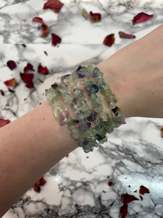 Fluorite Crystal chip bracelet
