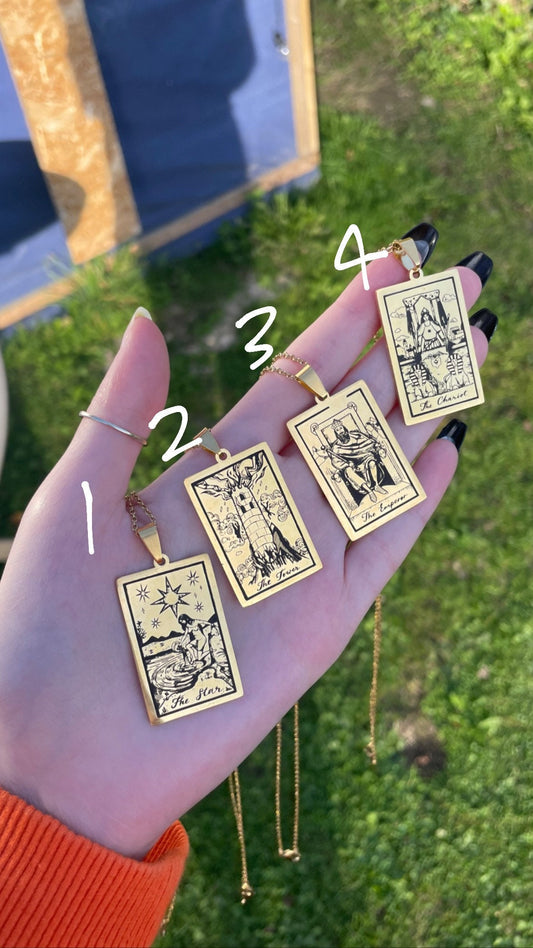 Tarot card necklace (stainless steel) gold