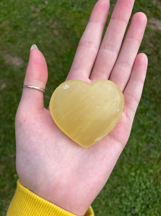 Lemon calcite Crystal heart