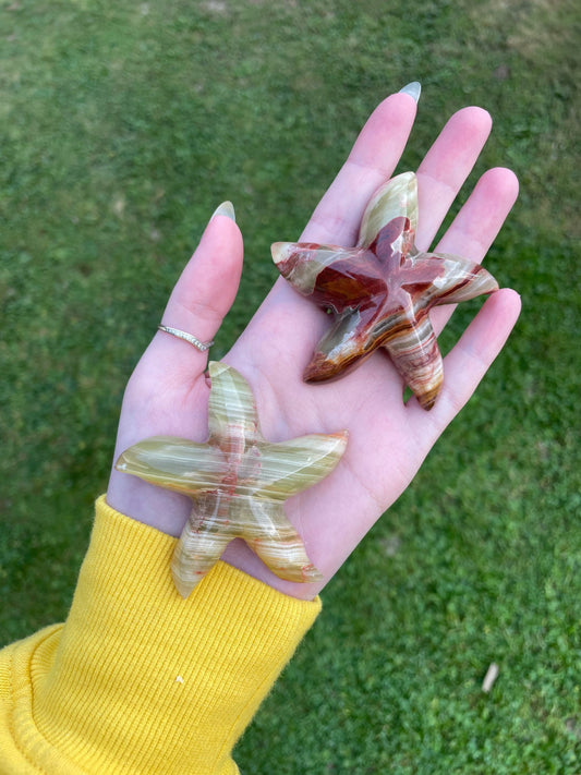 Green onyx polished Crystal starfish