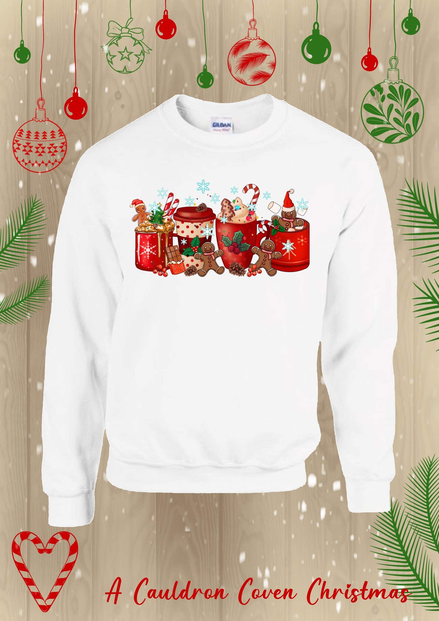 Christmas drinks sweatshirt - white (PREORDER)