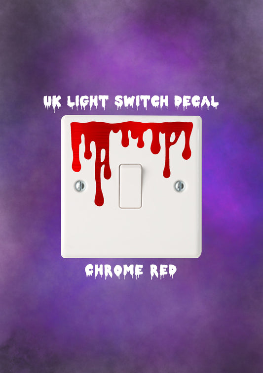 Chrome red Blood drip light switch decal uk