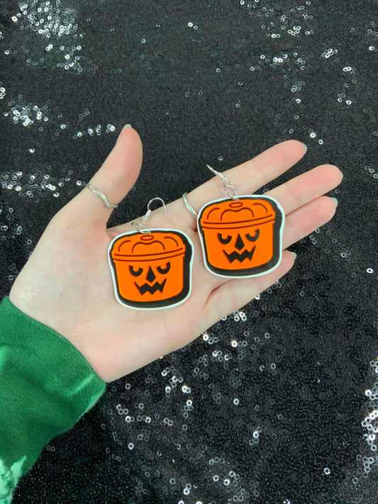 Orange pumpkin bucket classics earrings