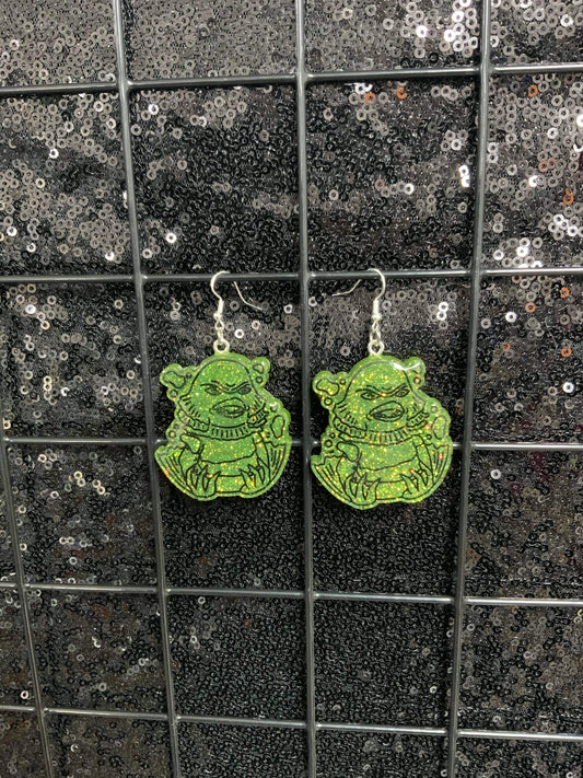 Sparkly green Creature Resin earrings