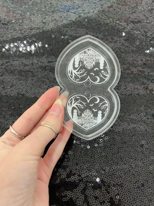 Haunted graveyard hearts silicone earring mould
