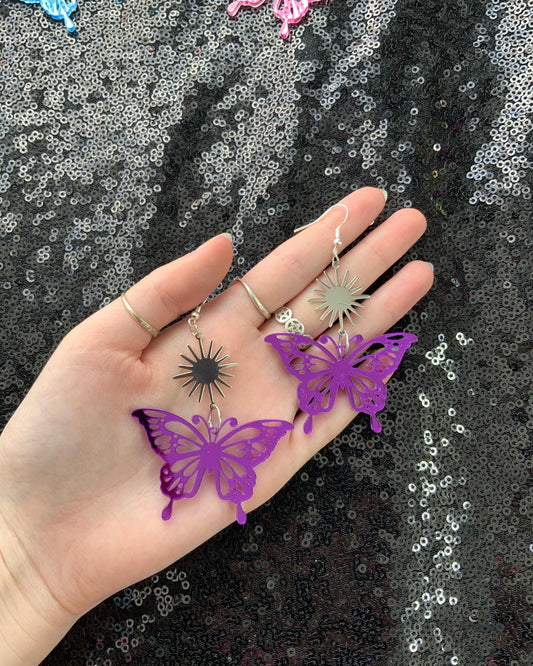 Purple butterfly Acrylic Earrings