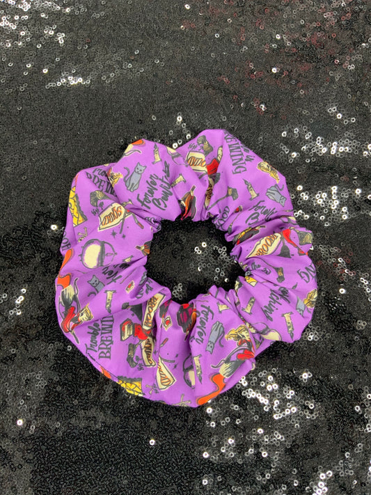 Purple Halloween witches hair scrunchie