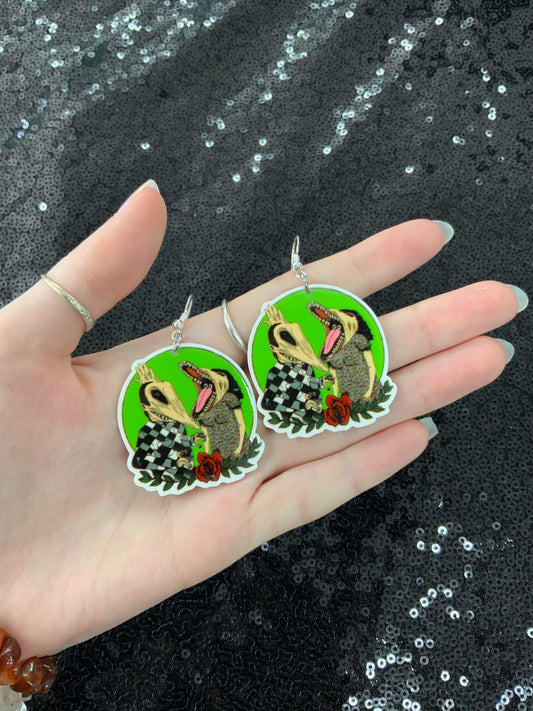 Green Adam and barbra earrings