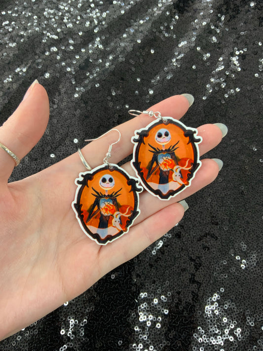 Orange jack and zero earrings