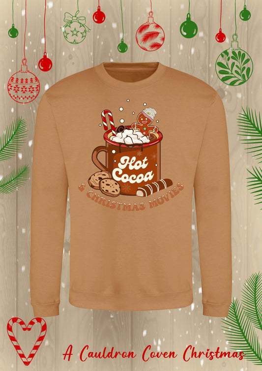 Hot coco & Christmas movies sweatshirt - caramel latte (PREORDER)