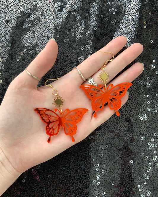 Orange butterfly Acrylic Earrings