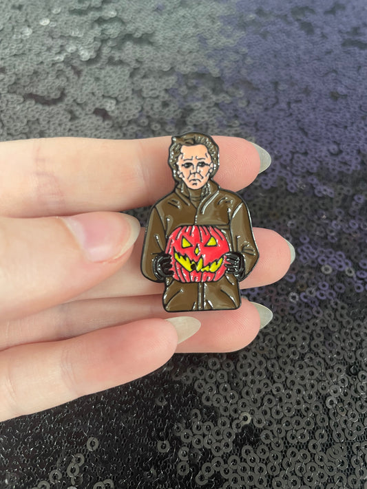 Michael pumpkin enamel pin