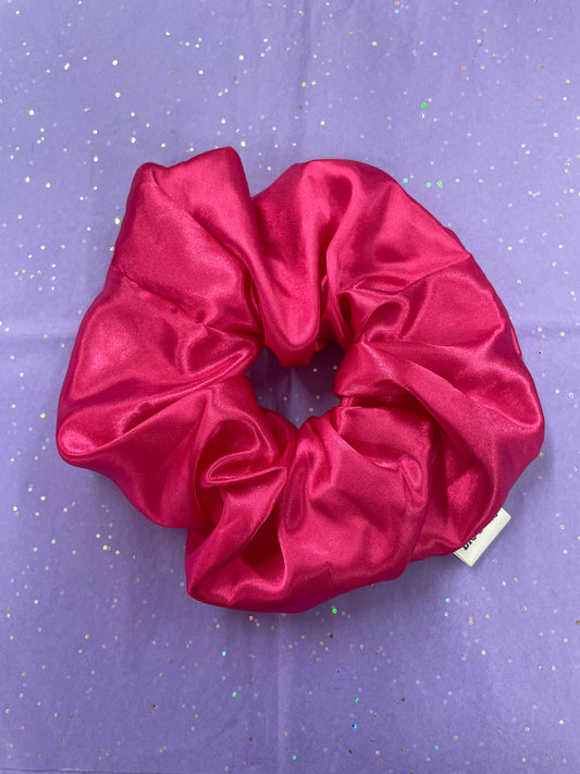 Hot pink Satin hair scrunchie