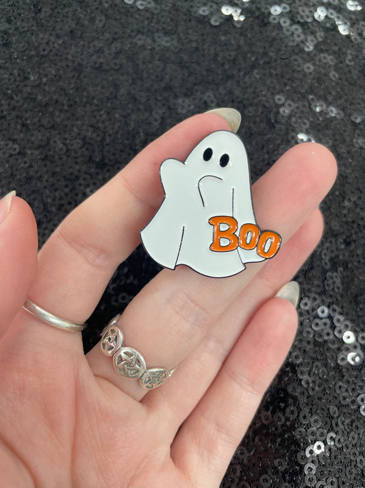 Boo ghost enamel pin